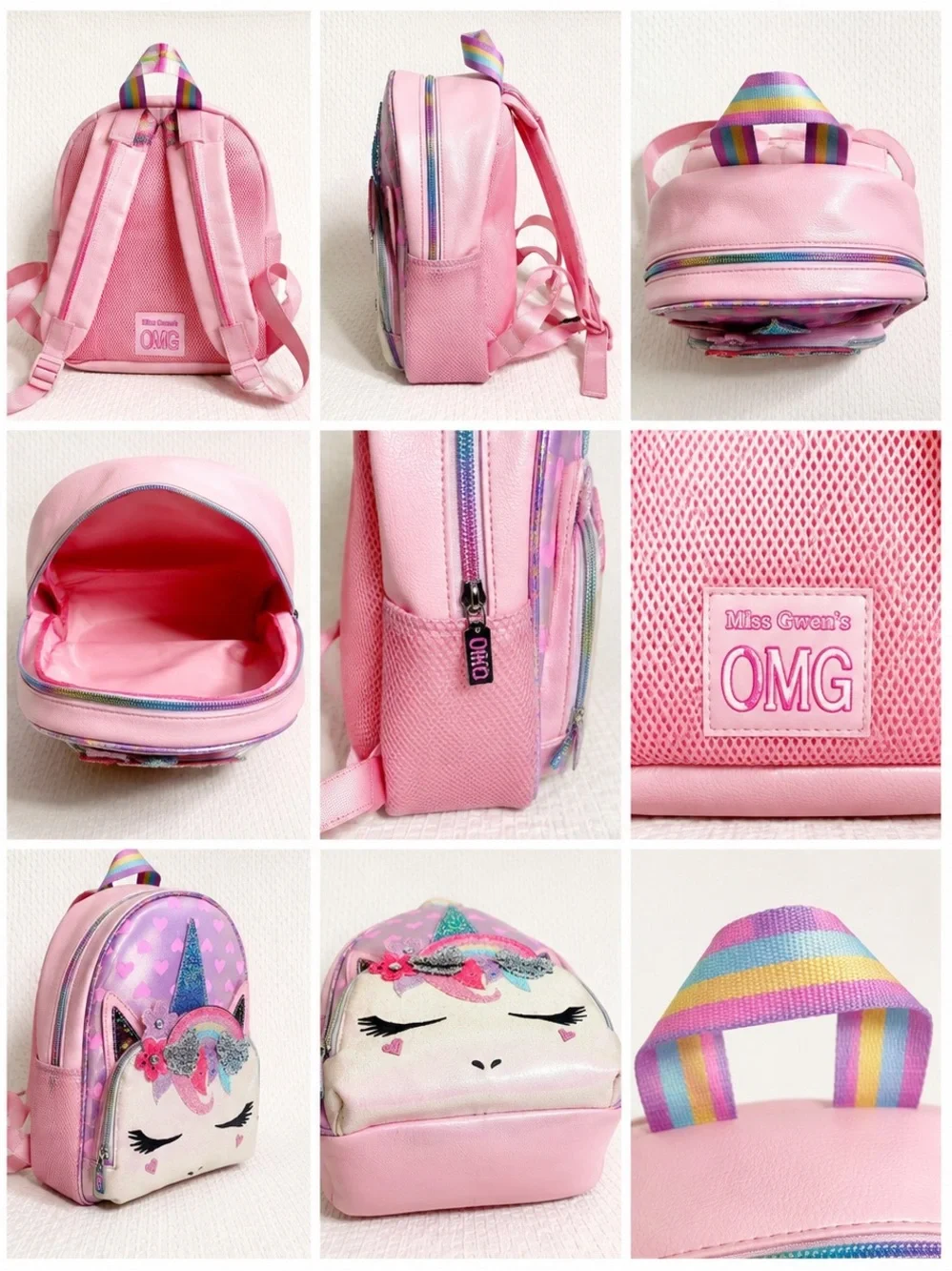 Miss Gwen’s OMG Pink Unicorn Mini Backpack Glitter Kids School Book Bag